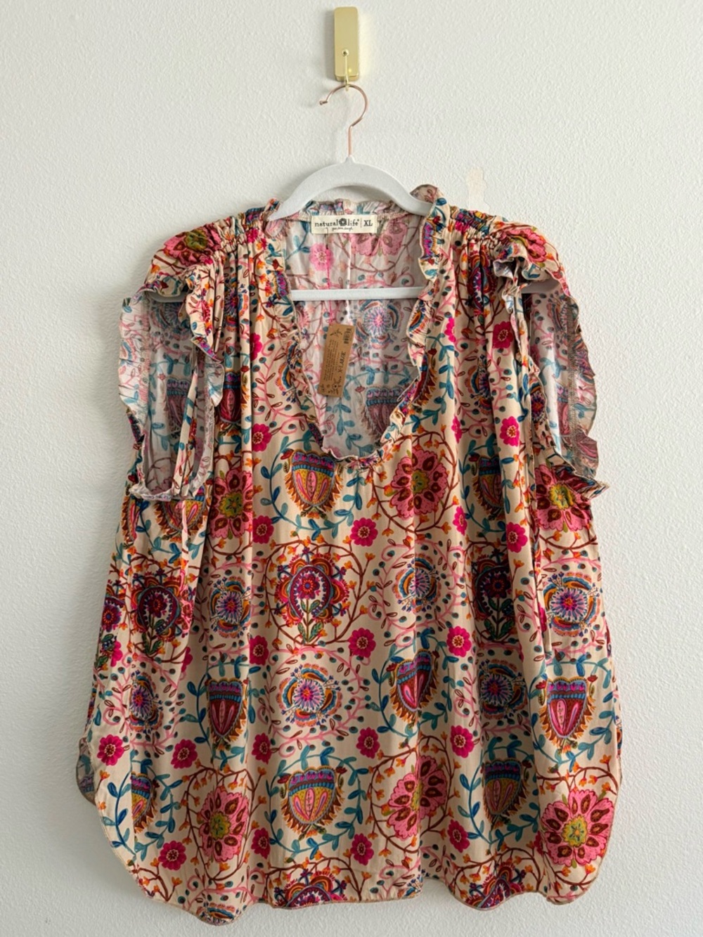 Natural Life Floral multicolor sleeveless top women’s Sz XL NWT